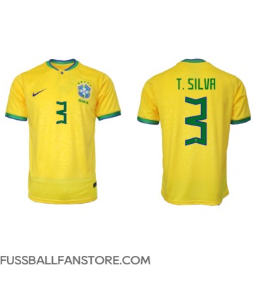 Brasilien Thiago Silva #3 Replik Heimtrikot WM 2022 Kurzarm